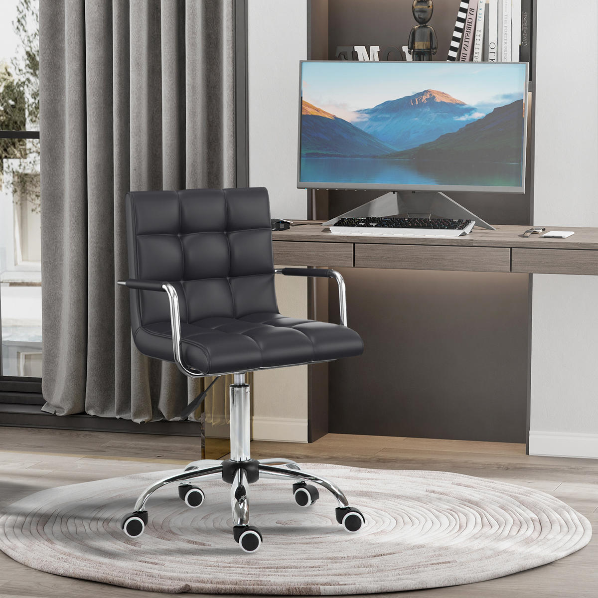 BÜROSTUHL, Drehstuhl, Metall, Schwarz - Schwarz, Kunststoff (54/99/52.5cm) - HOMCOM