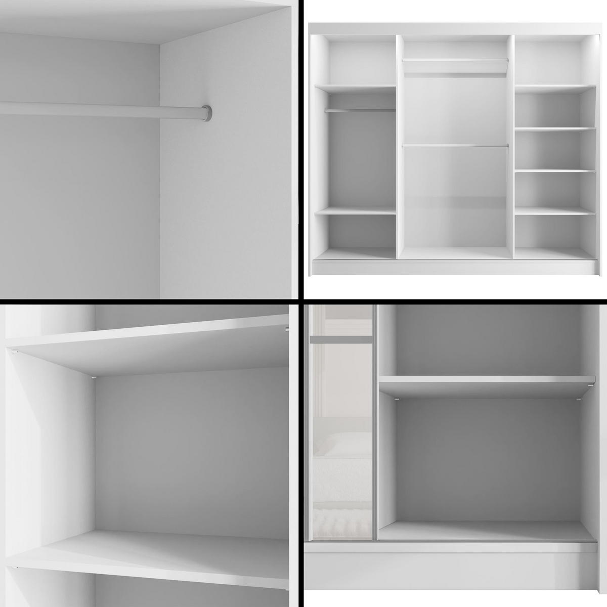 KLEIDERSCHRANK PEKA III mit LED - 250 cm - Weiß - Weiß, Holzwerkstoff (250/215/61cm) - ALTDECOR