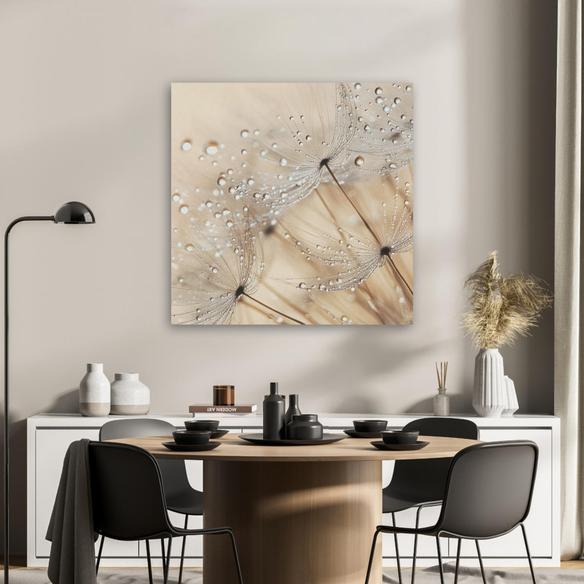 AKUSTIKBILD Löwenzahn - Abstrakt - Natur - Beige Akustikpaneele 80x80 cm - Braun, Kunststoff (80/80/0.9cm) - MuchoWow