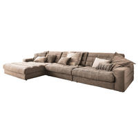 ECKSOFA XL LANA Taupe Cord - Taupe/Schwarz, Textil (416/205cm) - KAWOLA