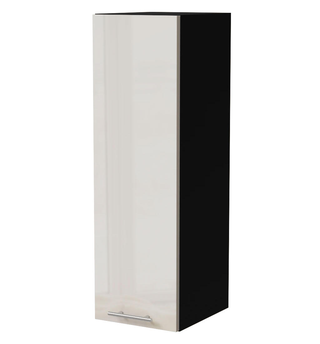 HÄNGESCHRANK Brerra W4/30 Schwarz / RAL 9001 creme Hochglanz 30 / 32,5 / 96cm - Creme/Schwarz, Holz/Holzwerkstoff (30/96/32.5cm) - Feldmann-Wohnen