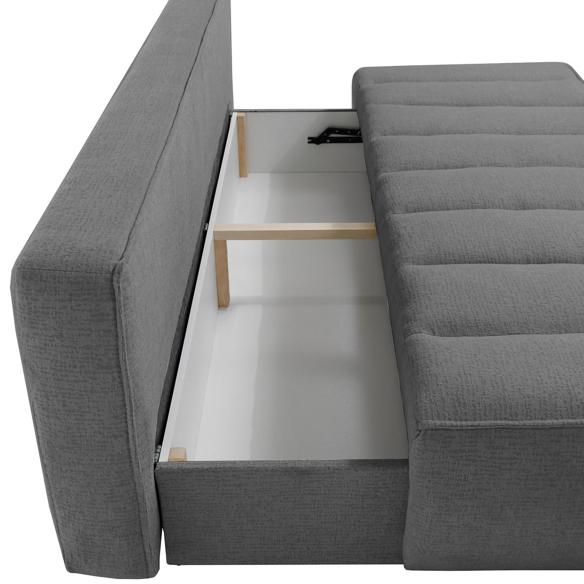 SCHLAFOSOFA Doris mit Schlaffunktion und Bettkasten, DL-System, Dunkelgrau - Dunkelgrau, Textil (210/88/100cm) - Beautysofa