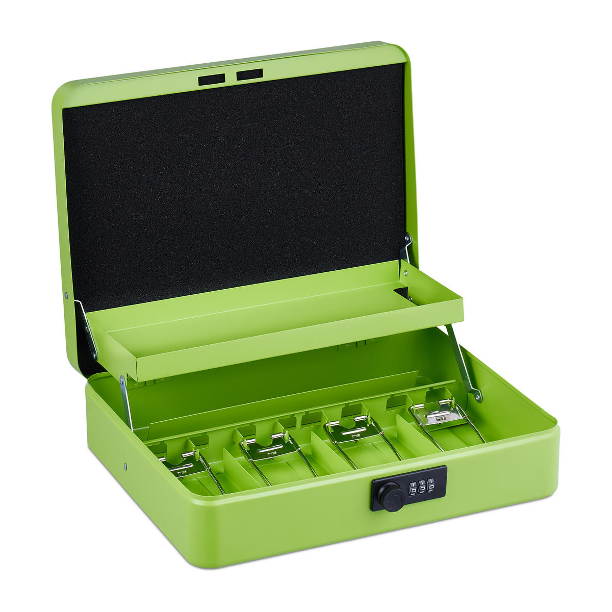 POKLADNIČKA na euro mince - zelená, kov/plast (30.5/8.5/25cm) - Relaxdays