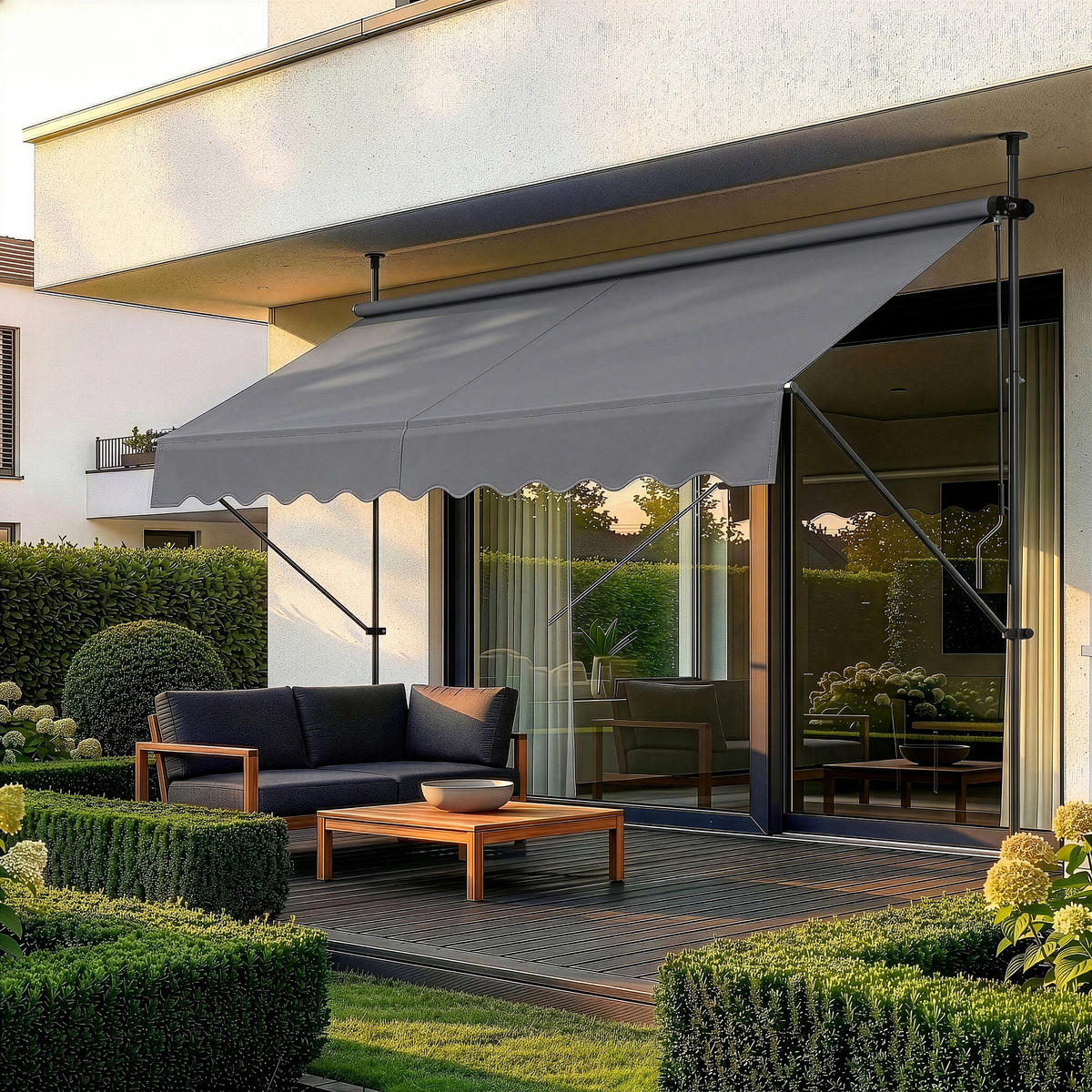 KLEMMMARKISE Stem - Hellgrau, Textil/Metall (200/309/120cm) - pro.tec