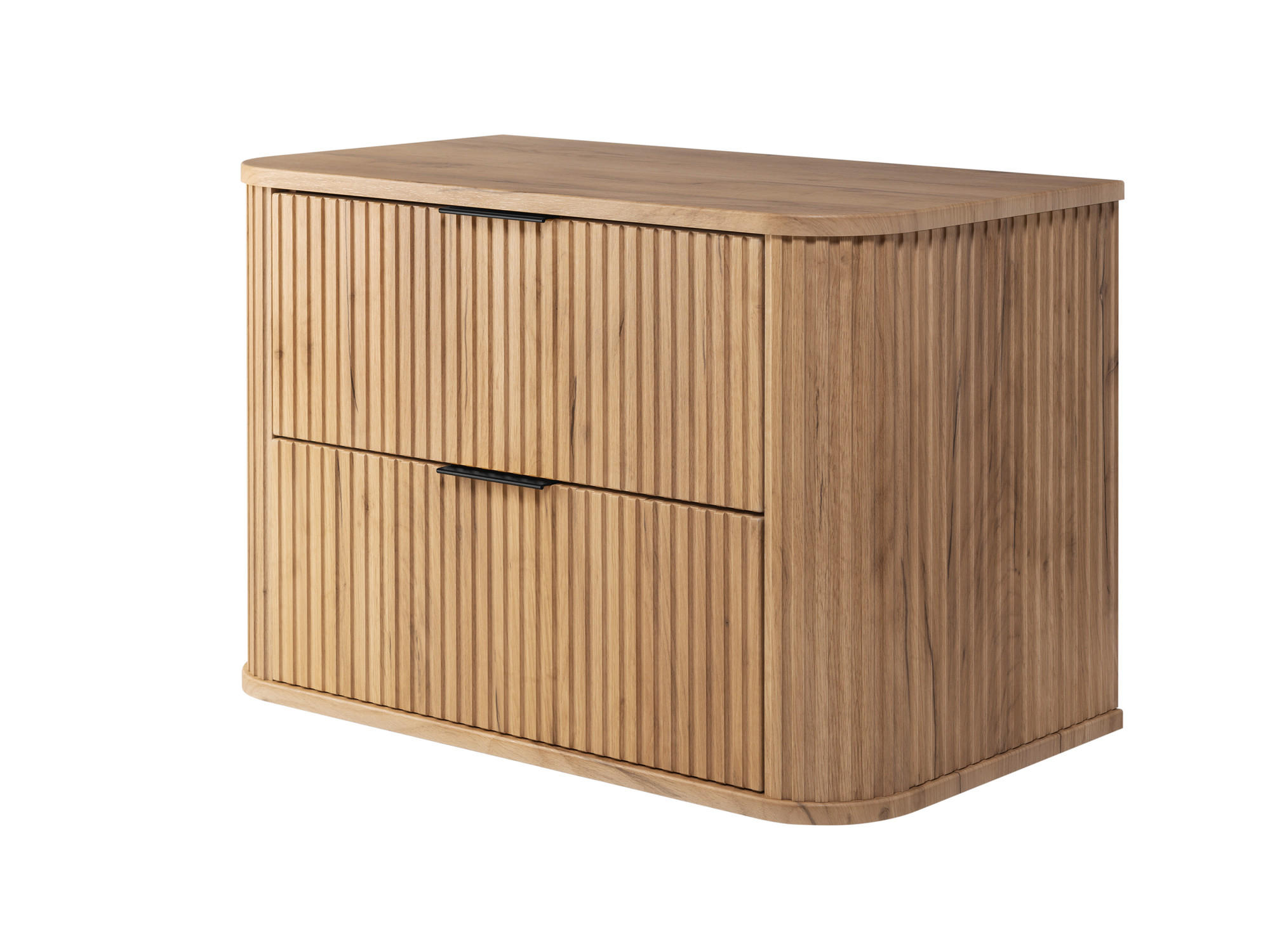 BADEZIMMERSCHRANK, Gold Craft Eiche, Schwarze Griffe, 80,4 x 51,7 x 41,5 cm - Eichefarben/Schwarz, Holzwerkstoff/Kunststoff (80.4/51.7/41.5cm) - 3XE LIVING