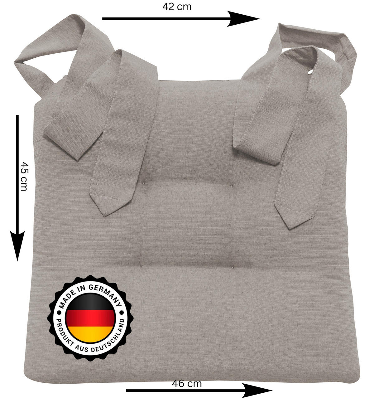 STUHLKISSEN mit Schleifenband - Taupe, Textil (46/42/7cm) - Bonvionn