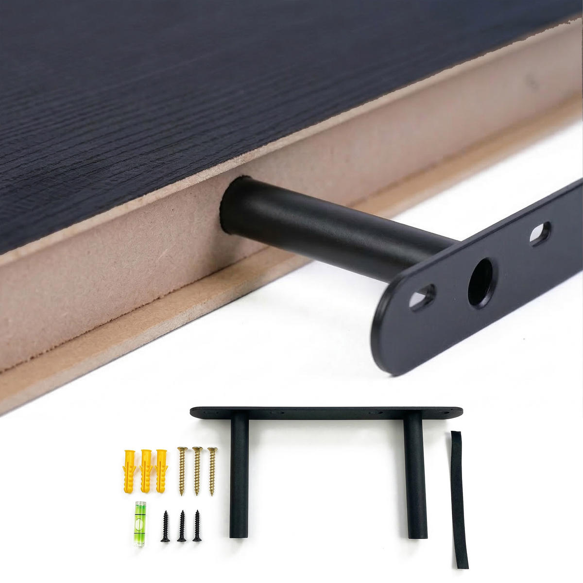 NÁSTENNÁ pol. - čierna, kov/kompozitné drevo (50/4/23cm) - Relaxdays