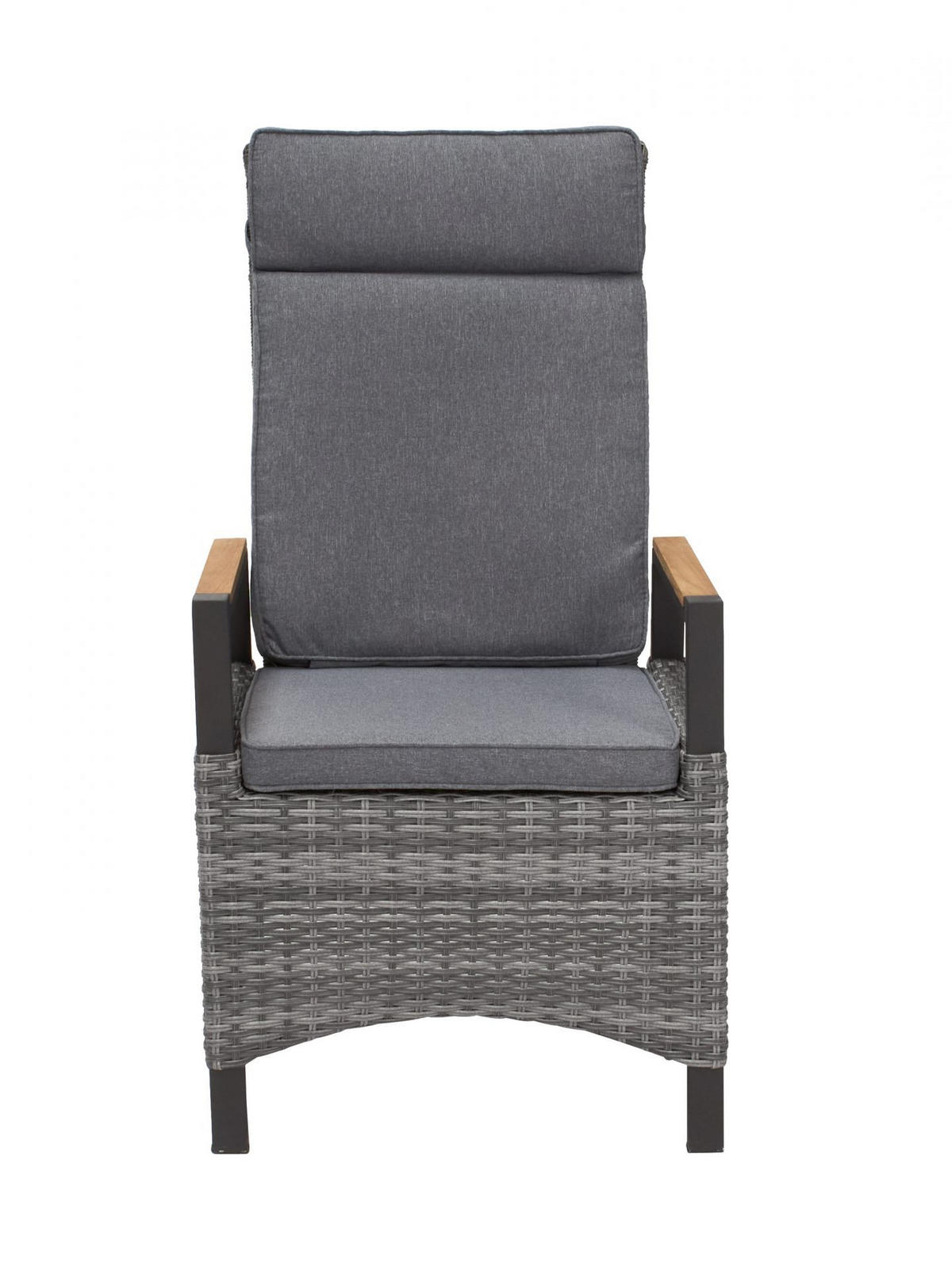 GARTENSTUHL Nizza 68x57x110 cm, Polyrattan, Teakholz, Grau - Grau, Kunststoff (57/110/68cm) - dasmöbelwerk