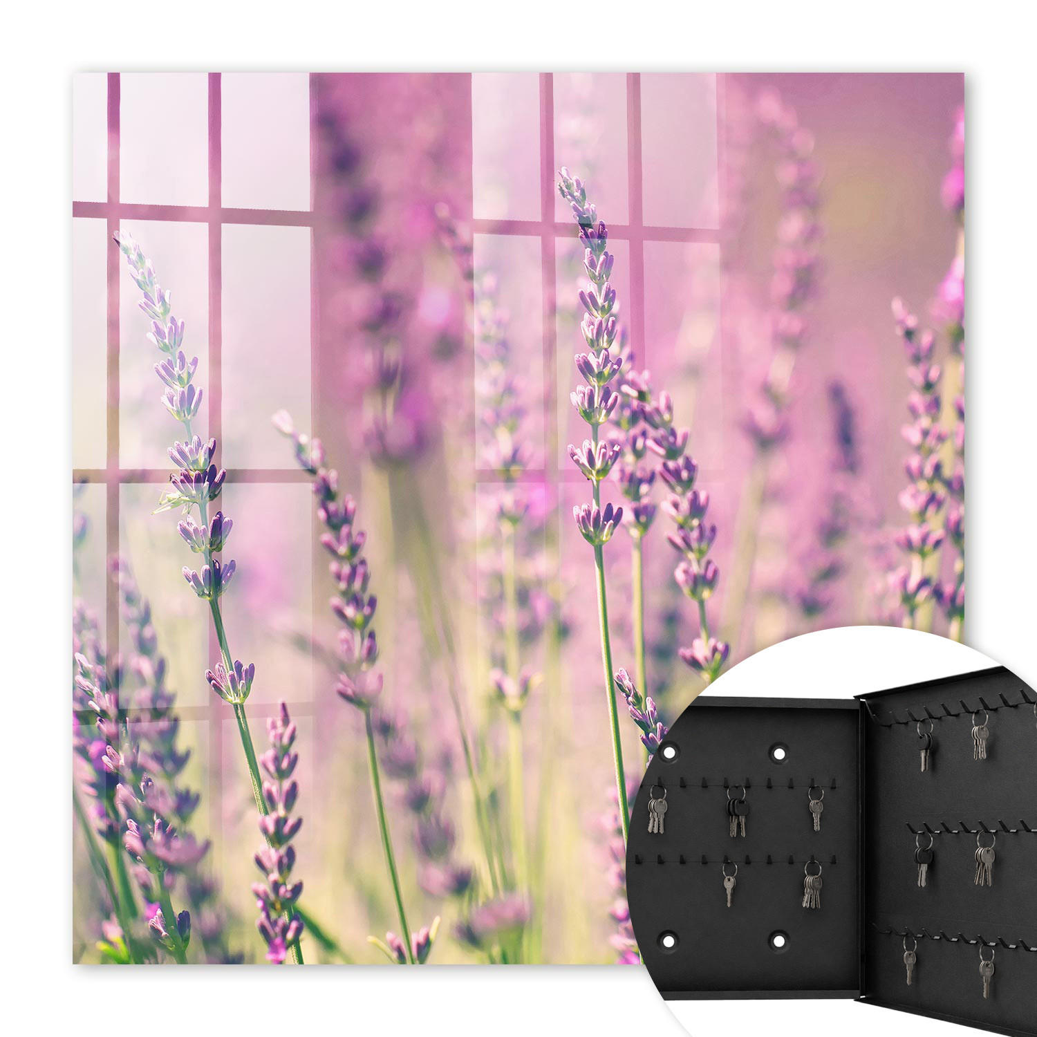 SCHLÜSSELBOX Schwarz 30x30 cm- Türöffnung nach rechts - Lila Garten - Lila, Metall (30/30/5cm) - TULUP