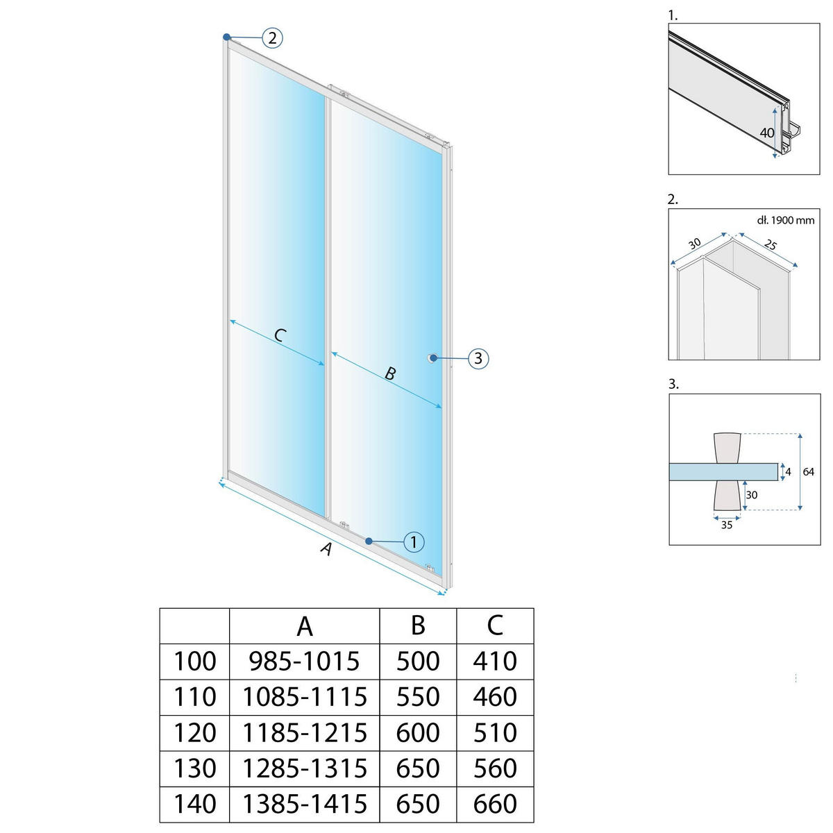 DUSCHTÜR Rea Primo Slide 120 Chrome - Chromfarben, Metall (0.6/190cm) - REA