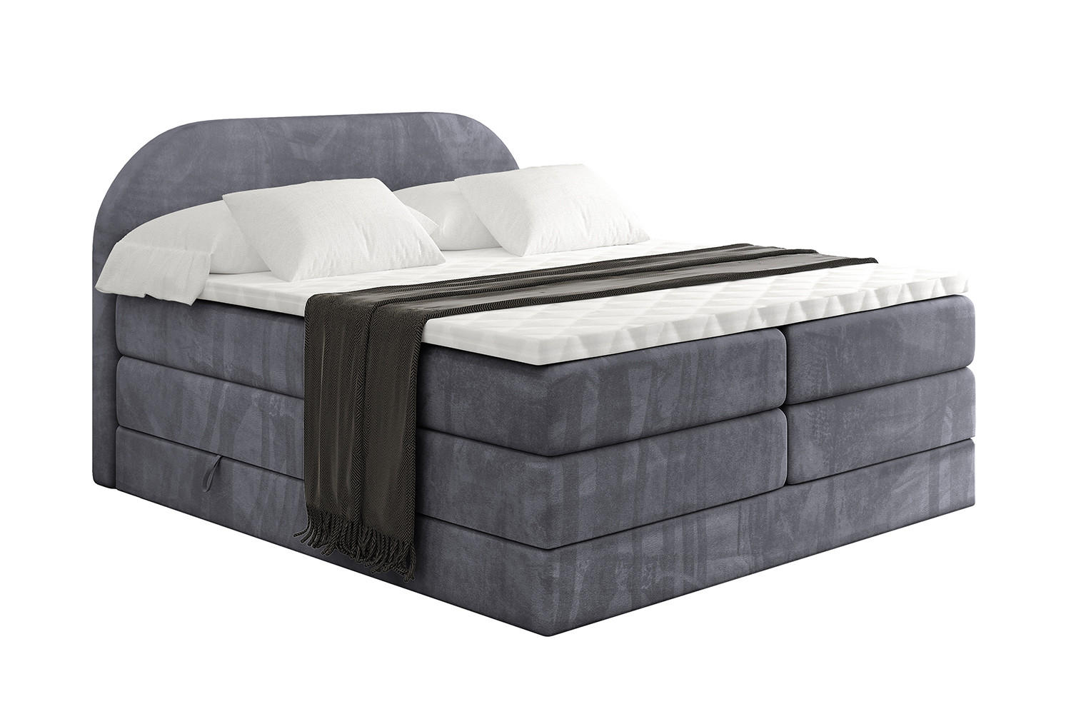 BOXSPRINGBETT mit Matratze und Lattenrost - NOX KING-120x200 - Dunkelgrau Casablanca - Dunkelgrau, Holzwerkstoff (120/200cm) - ALTDECOR
