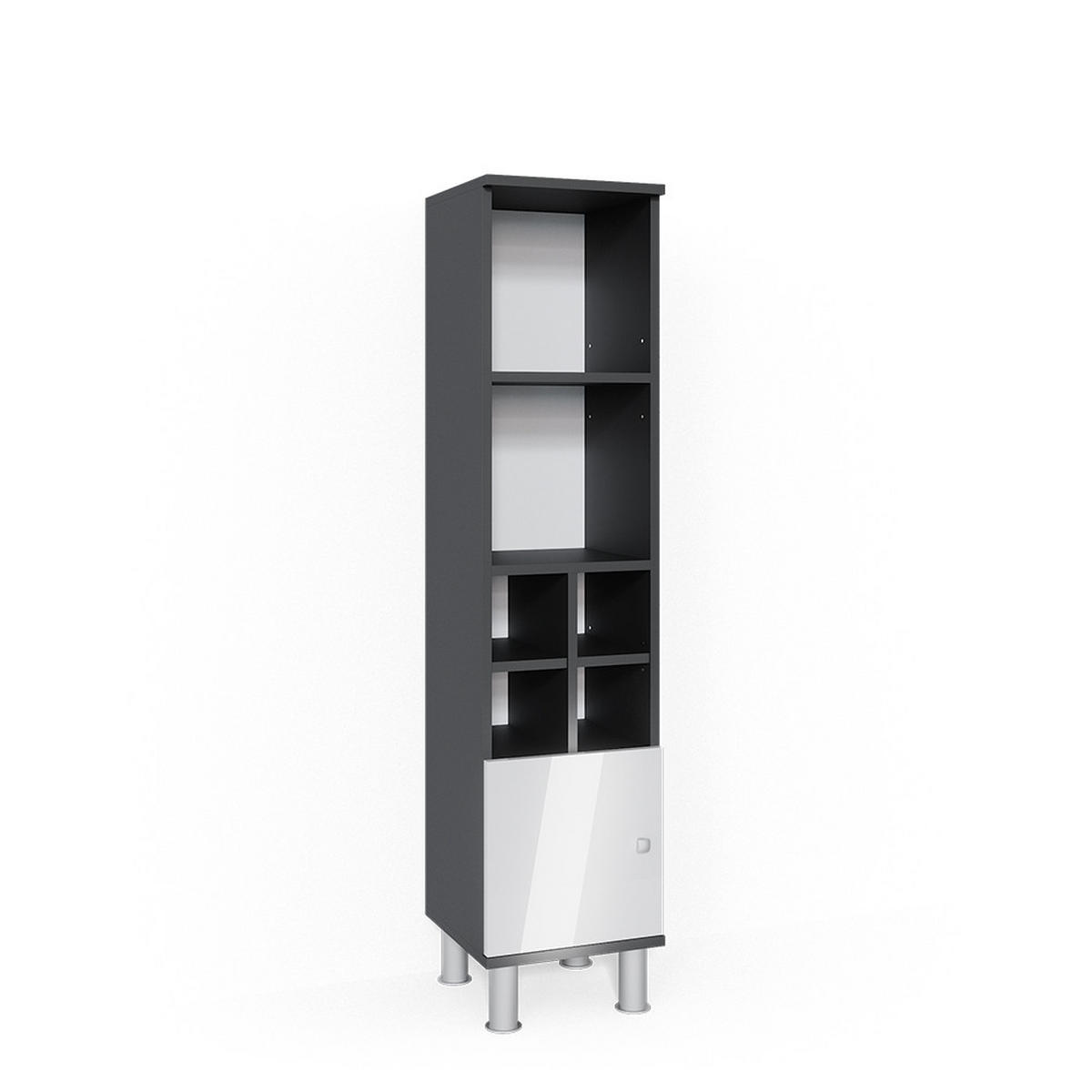 MIDISCHRANK Fynn Weiß Hochglanz 30 x 130.6 cm kleine Tür - Weiß Hochglanz, Holzwerkstoff (30/130.6/30cm) - Vicco