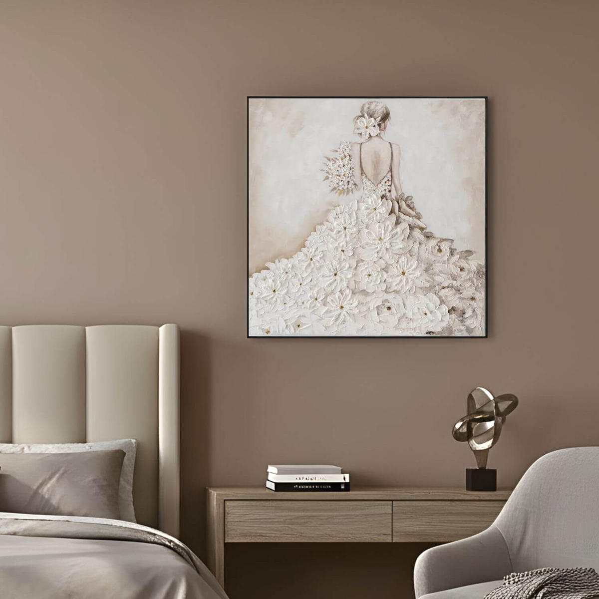 ACRYLBILD HANDGEMALT 80/80 cm - Beige/Weiß, Holz/Textil (80/80cm) - KUNSTLOFT