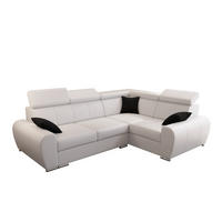 ECKSOFA APOLLO KN08, Eckcouch in L-Form mit Schlaffunktion, Farbe: Weiß, Kunstleder, Ottomane Rechts - Weiß, Textil (255/190cm) - O-Sofa