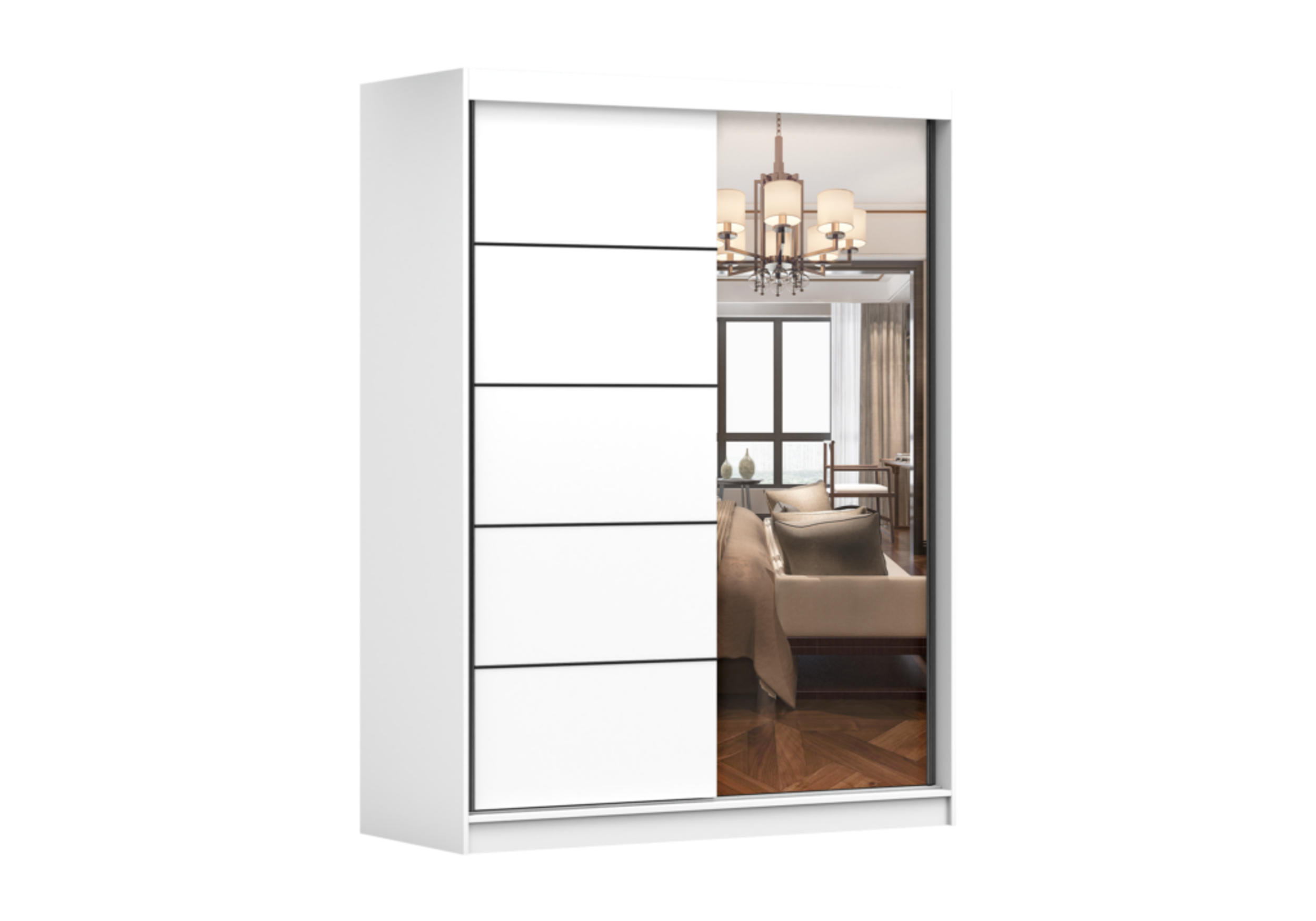 SCHIEBETÜRENSCHRANK - Kleiderschrank Lara 09 - Weiß - Weiß, Holzwerkstoff (150/200/61cm) - Möblo