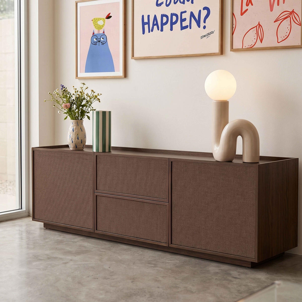 TV-MÖBEL, dunkle Holzoptik - Braun, Holz (150/40/40cm) - Oviala