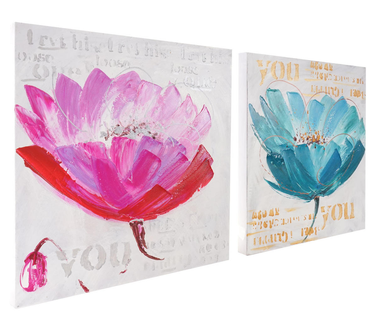 ÖLGEMÄLDE ORCHIDEE HANDGEMALT Mehrfarbig - Multicolor, Textil (50/100cm) - MCW