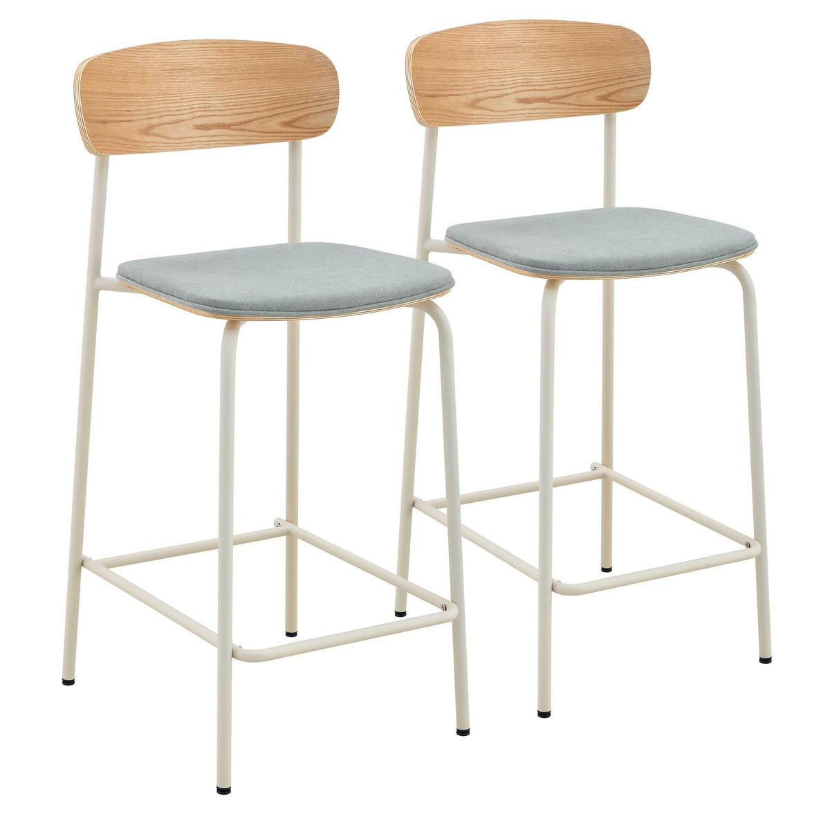 BARSTUHL 2-tlg., Hellblau - Blau, Holz (42/96/50cm) - Oviala