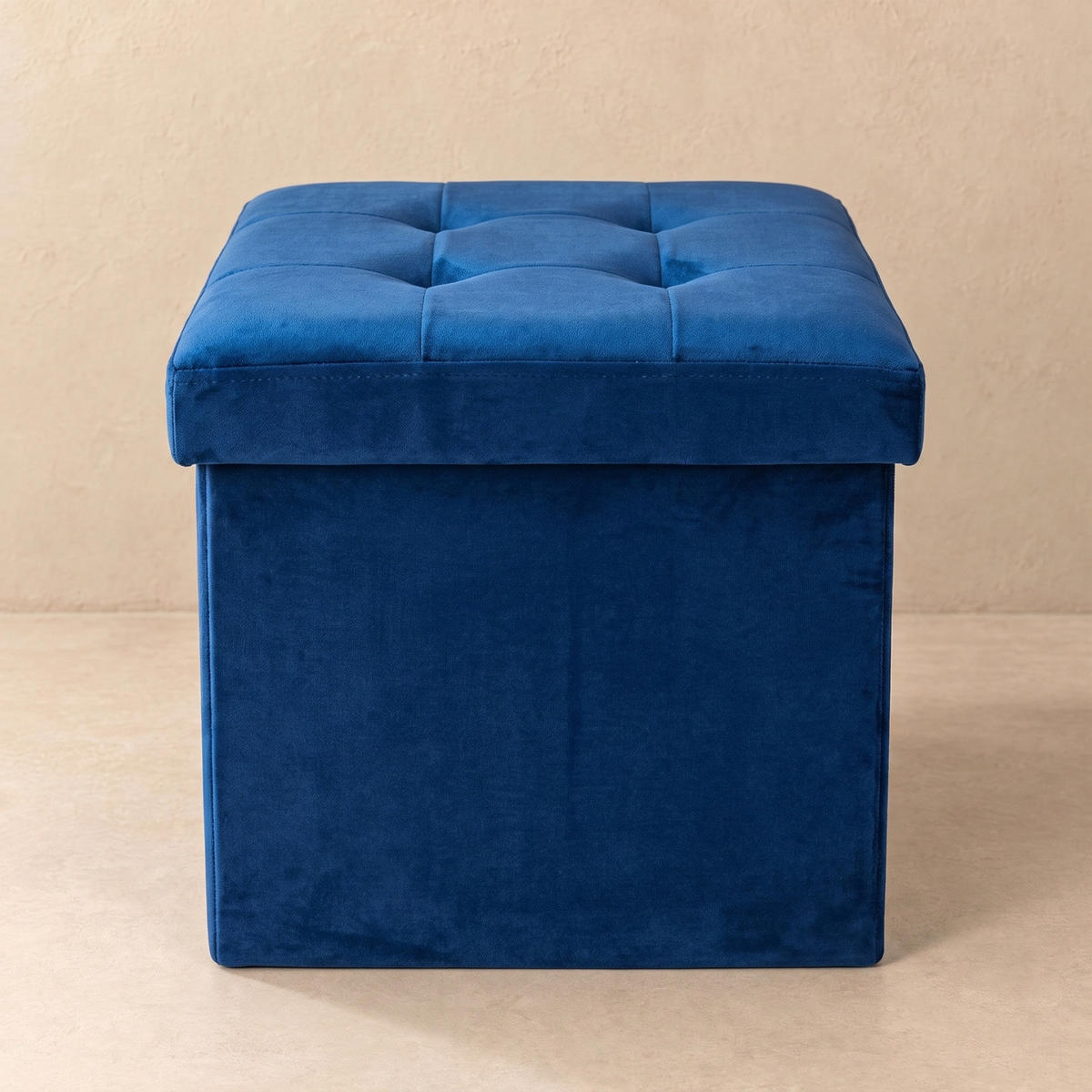 POUF mit Stauraum 38/38/38 cm - Dunkelblau, Textil (38/38/38cm) - SCENA LIVING