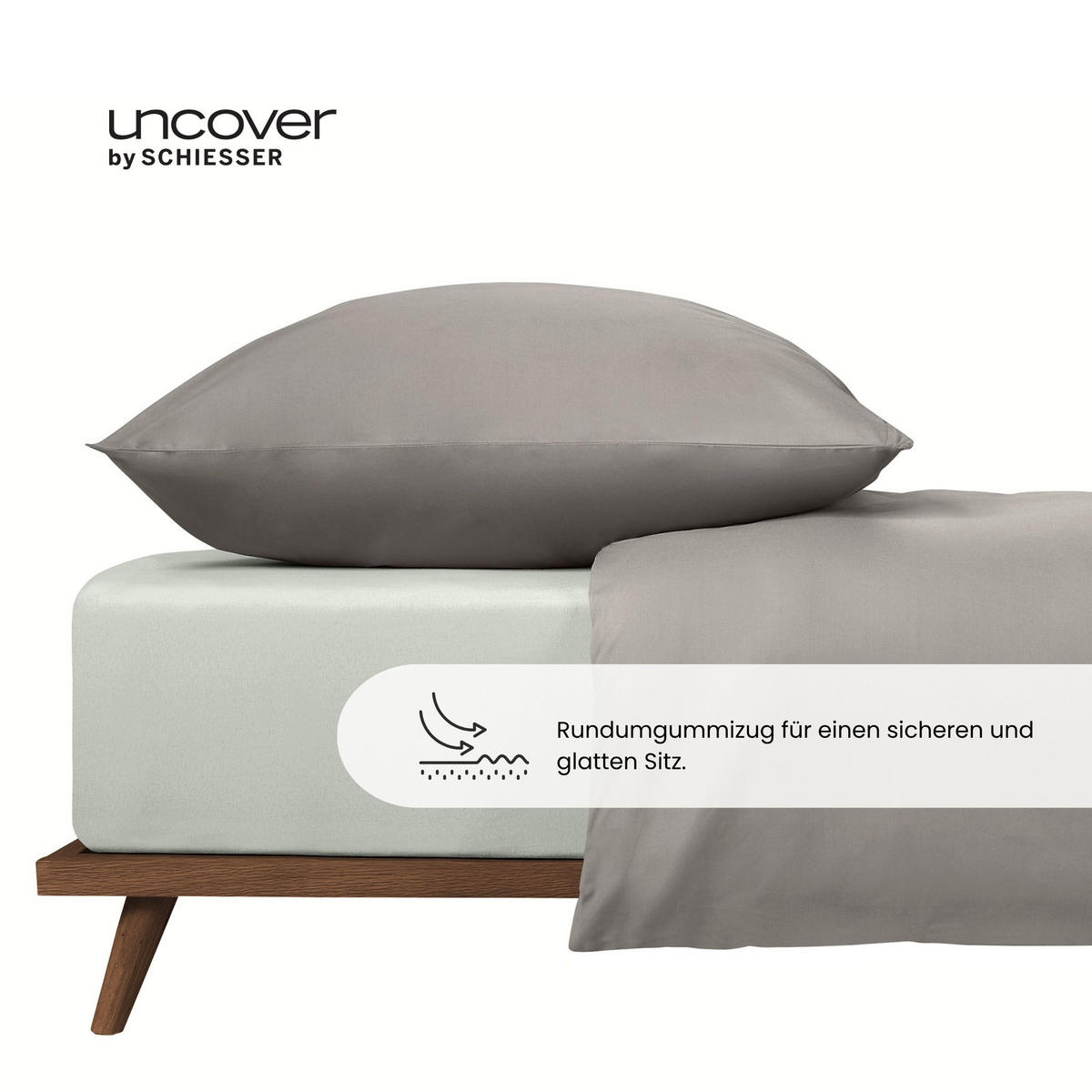 SPANNBETTLAKEN New Jersey - 100% Baumwolle - 180x200 cm - Silber - Grau, Textil (180/200cm) - Uncover by Schiesser