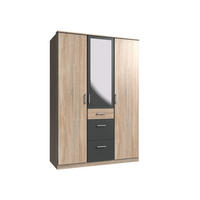 KLEIDERSCHRANK Click in Eiche Sägerau mit Grafit - Drehtürenschrank 135 cm Breite mit Spiegel - Braun, Holzwerkstoff (135/199/58cm)