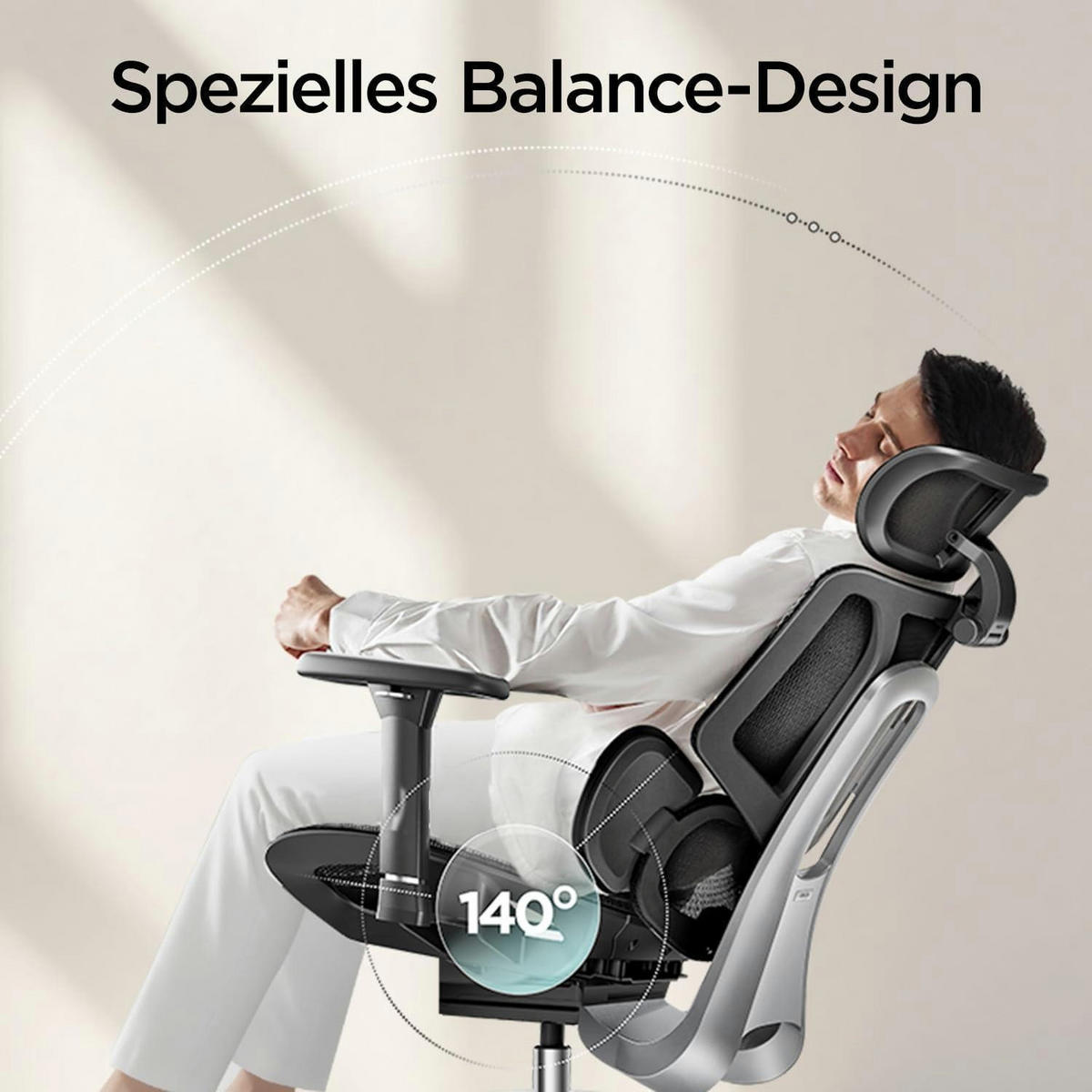 BÜROSTUHL E3 Air mit dynamischer Lendenstütze und 3D-Kopfstütze Schwarz - Schwarz, Textil (57/39/76cm)