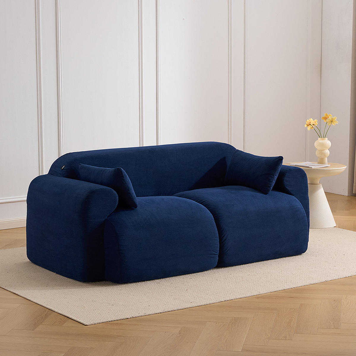 2-SITZER-SOFA Hochsättigung komprimiert, DE-42530, Dunkelblau - Dunkelblau, Textil (186/76/95cm) - ComfortXL