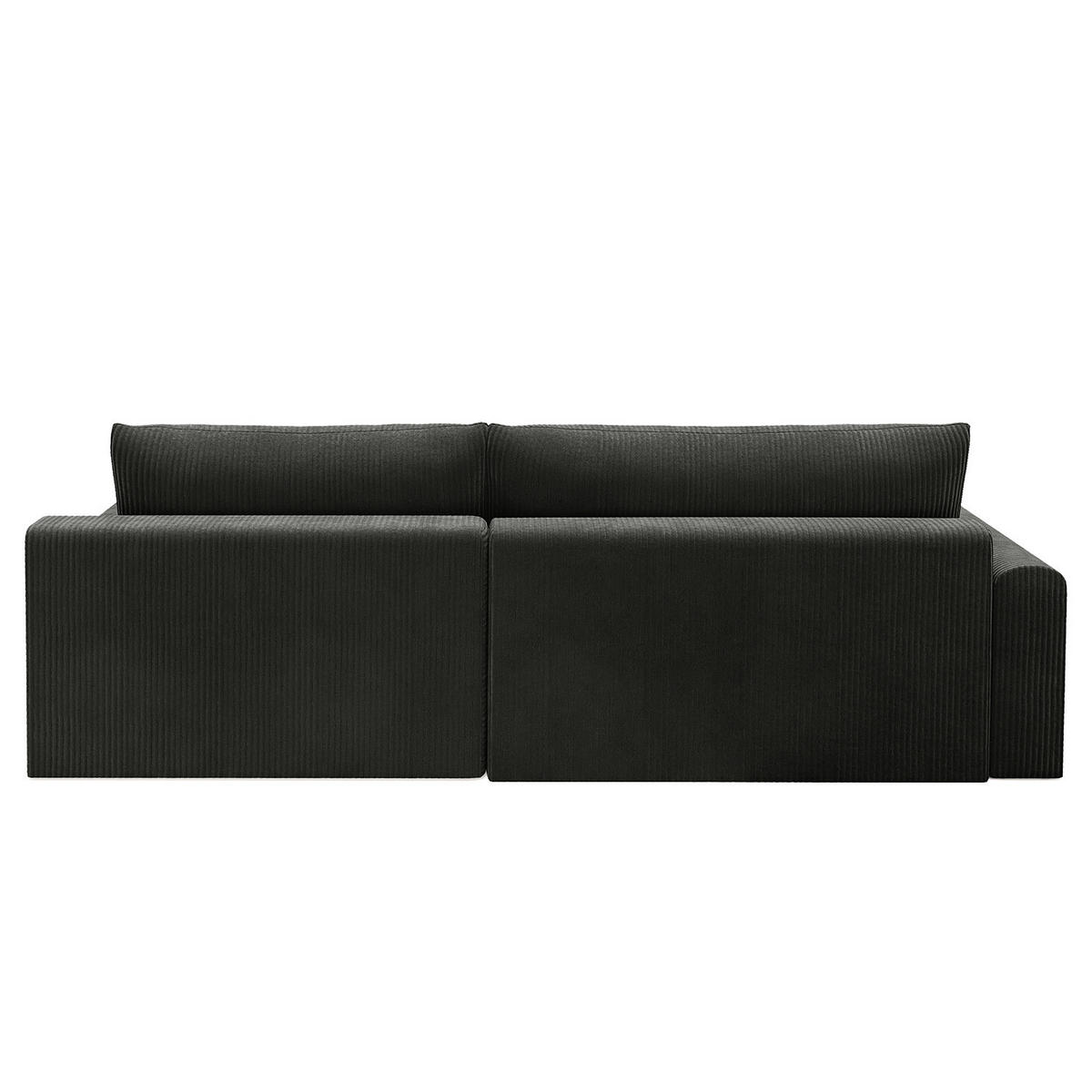 ECKSOFA mit Schlaffunktion - Longchair - Dunkelgrau/Schwarz, Kunststoff/Textil (253/167cm) - home24