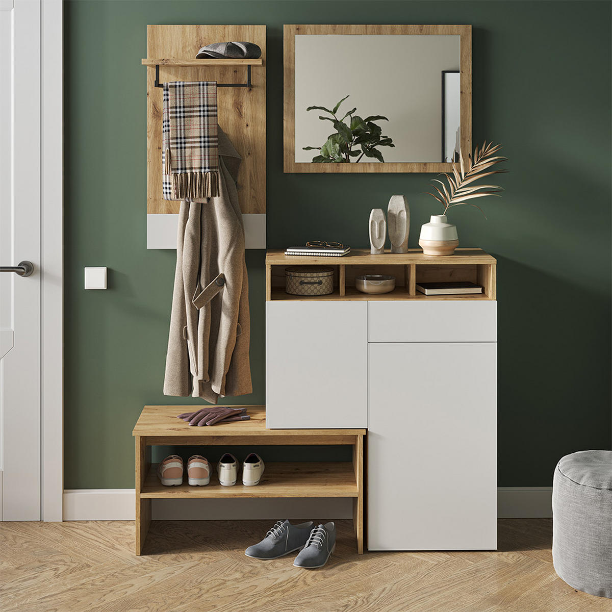 NÁSTĚNNÝ VĚŠÁK Selena Bílá/Artisan - bílá/dub artisan, kompozitní dřevo (44/83/25.6cm) - Vicco