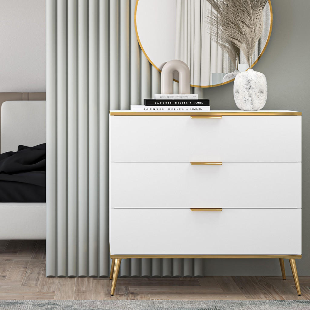 Thumbnail - Konsimo® Schubladenschrank, Weiß, Holzwerkstoff, 92x88x40 cm, Wohnzimmer, Kommoden & Sideboards, Kommoden