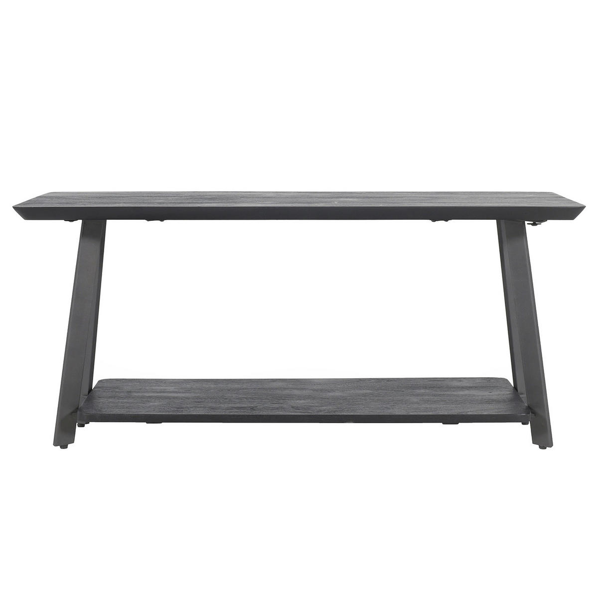 MASSIVE GARDEROBENBANK - Metall / Massivholz Akazie - Akazie Grau / Anthrazit - Akaziefarben/Grau, Holz/Metall (100/45/35cm) - home24