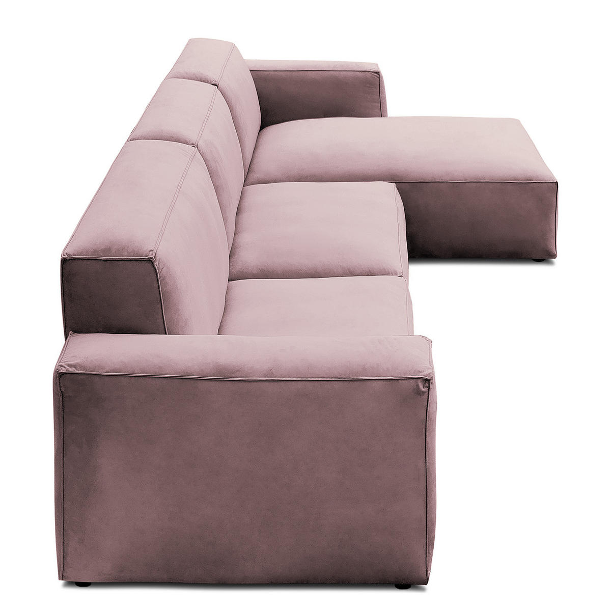 ECKSOFA mit Longchair - Mauve/Schwarz, Kunststoff/Textil (345/170cm) - home24