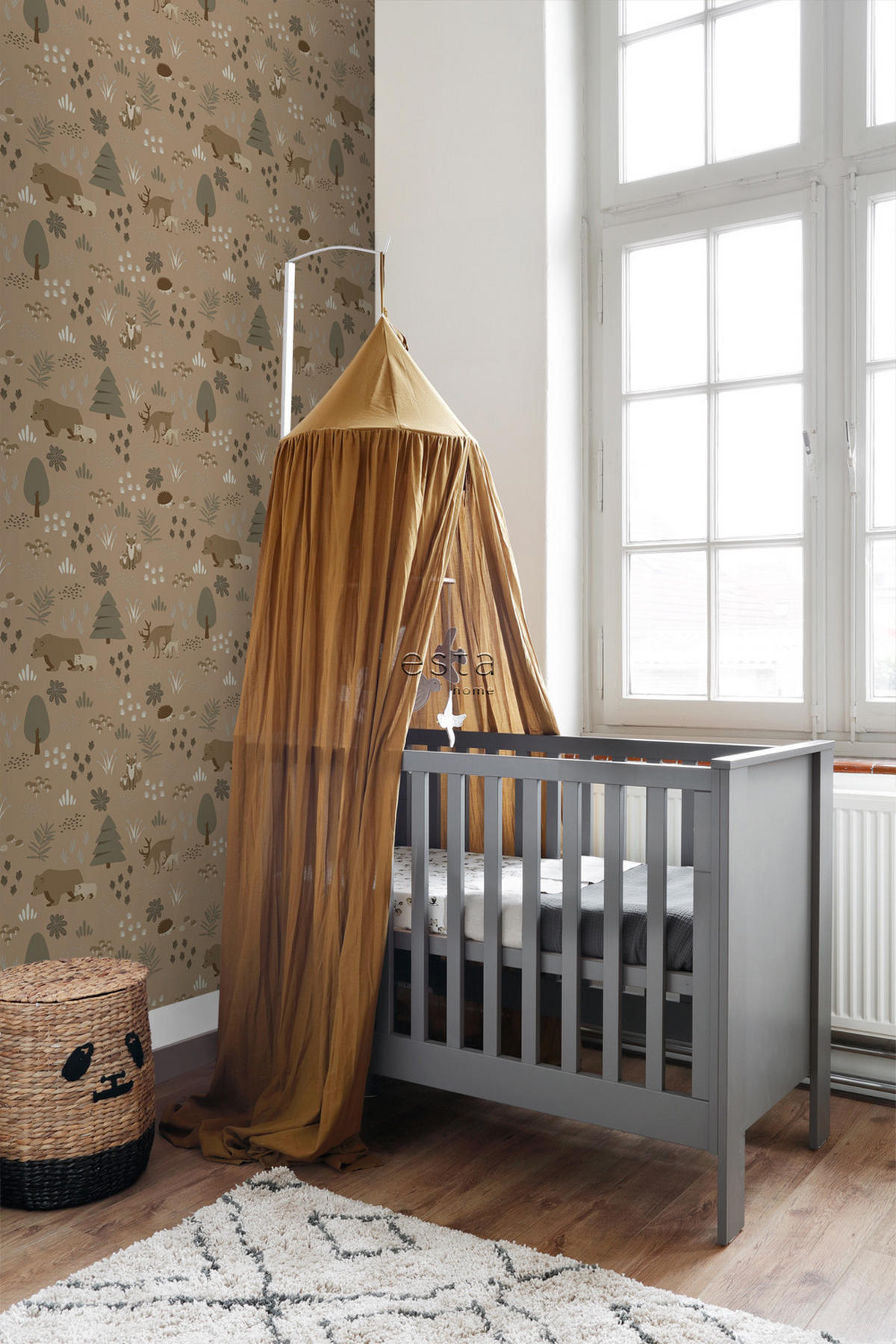 TAPETE Wald mit Waldtieren 53 cm x 10.05 m - Beige, Papier (53/0.1cm) - ESTAhome