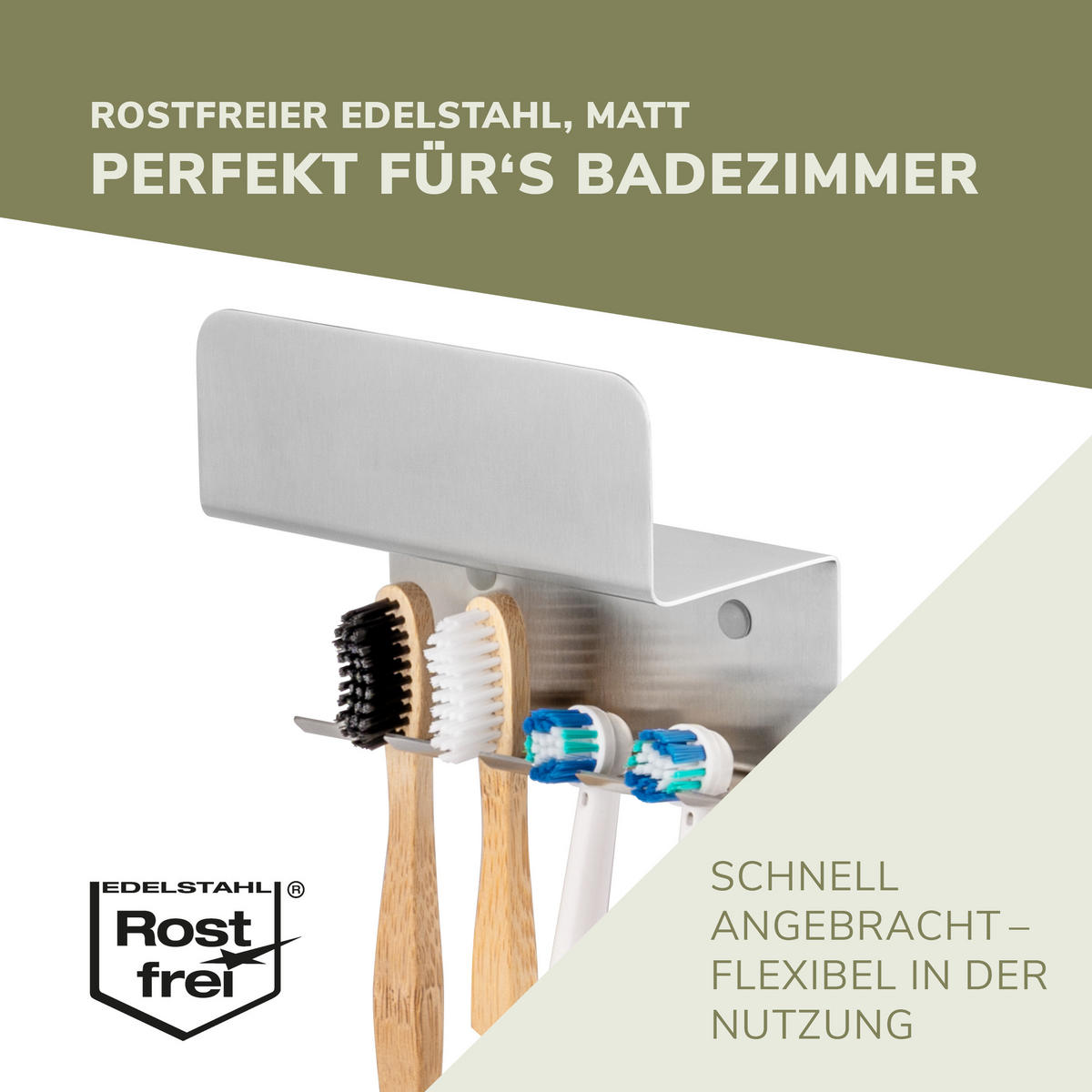ZAHNBÜRSTENHALTER, silber, Edelstahl - Edelstahlfarben, Metall (11.5/9.2/5.2cm) - bremermann