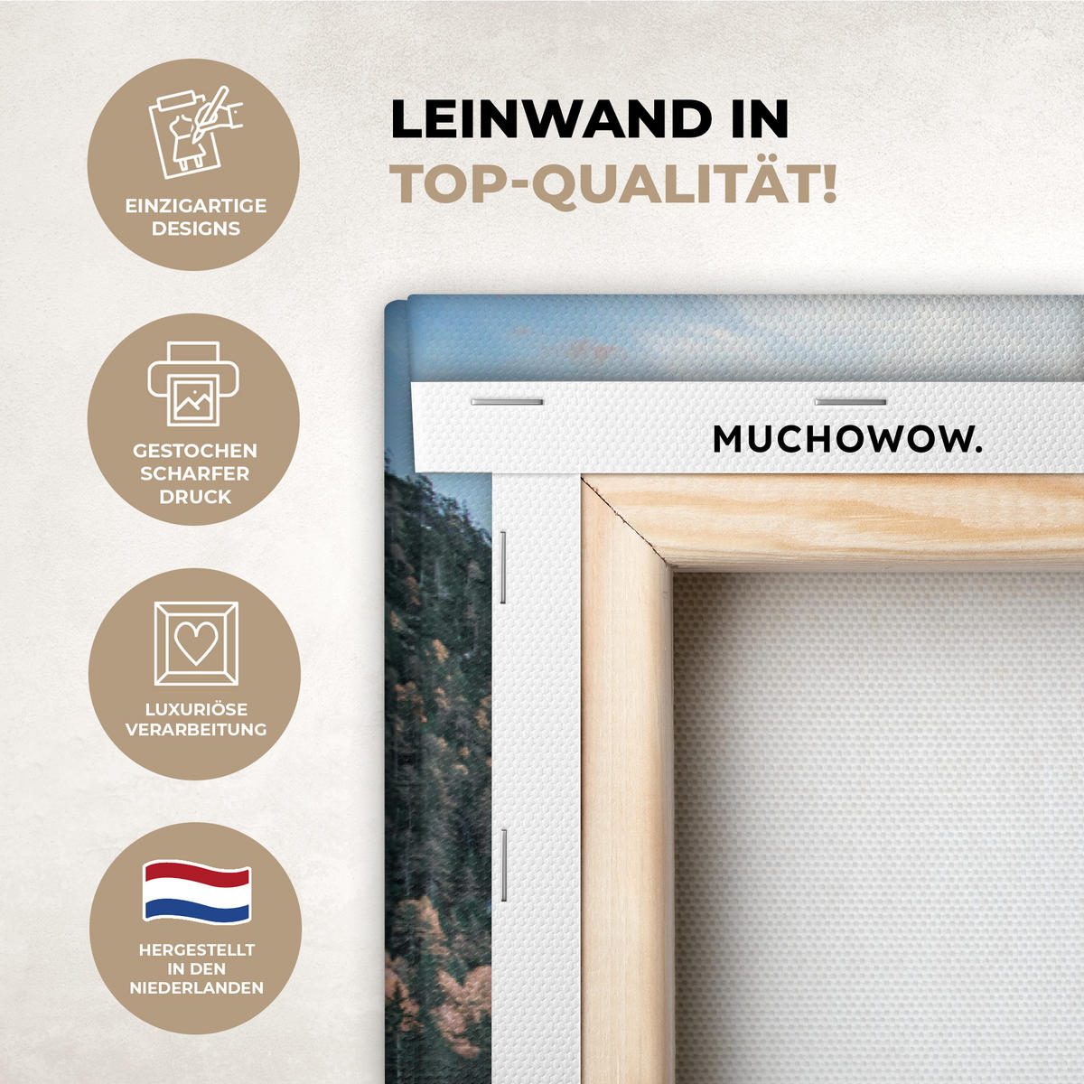LEINWANDBILD Natur - Berge - Schnee - Wald - Boot Wohnzimmer Groß 120x80 cm - Hellgrün, Textil (120/80cm) - MuchoWow