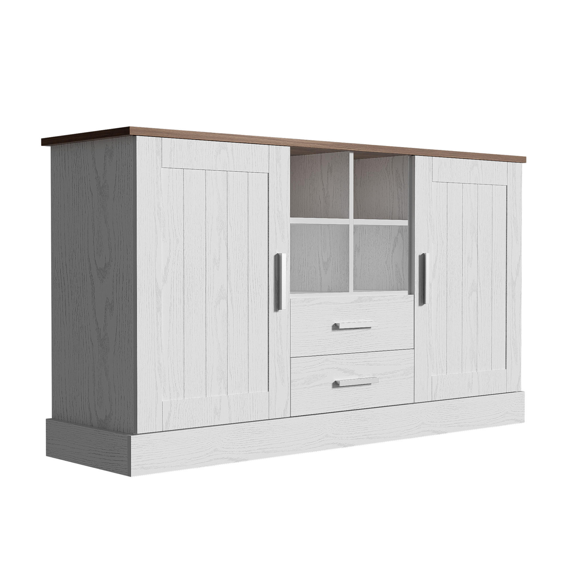 KOMMODE aus Spanplatte 140x40x79,5cm in Weiß mit Soft-Close - Weiß, Holzwerkstoff (140/79.5/40cm) - Modfu