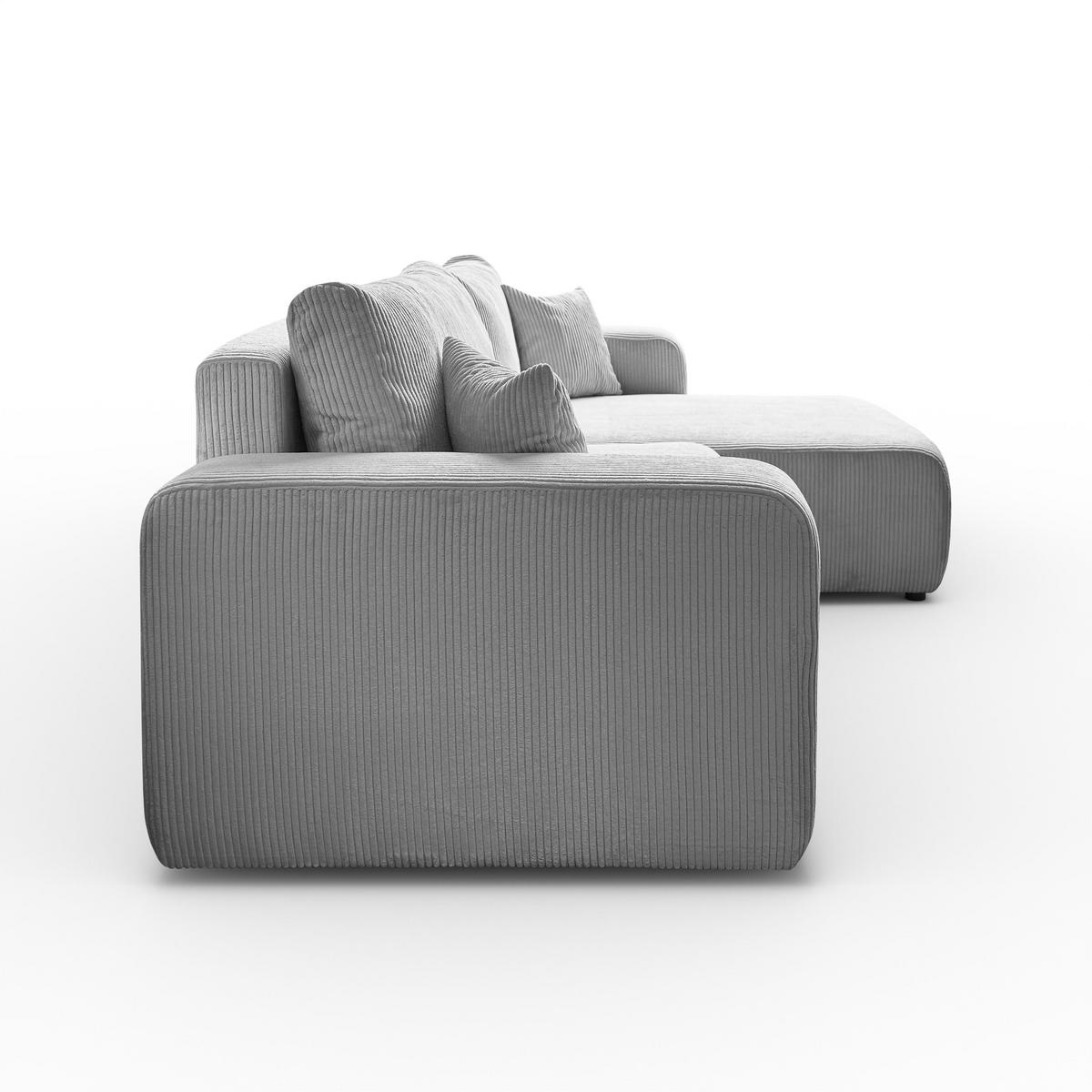 ECKSOFA Sofia in L-Form 277 x 143 cm Schlaffunktion Bettkasten Couch Cord universale Seite, hellgrau - Hellgrau, Kunststoff (143/83/277cm) - Margaret Hadas24
