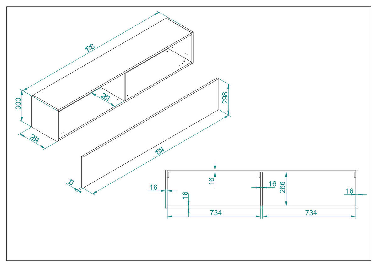 HÄNGEELEMENT M18 Thermo Oak 152/30/30 cm - Graubraun, Holzwerkstoff (152/30/30cm) - Livojo