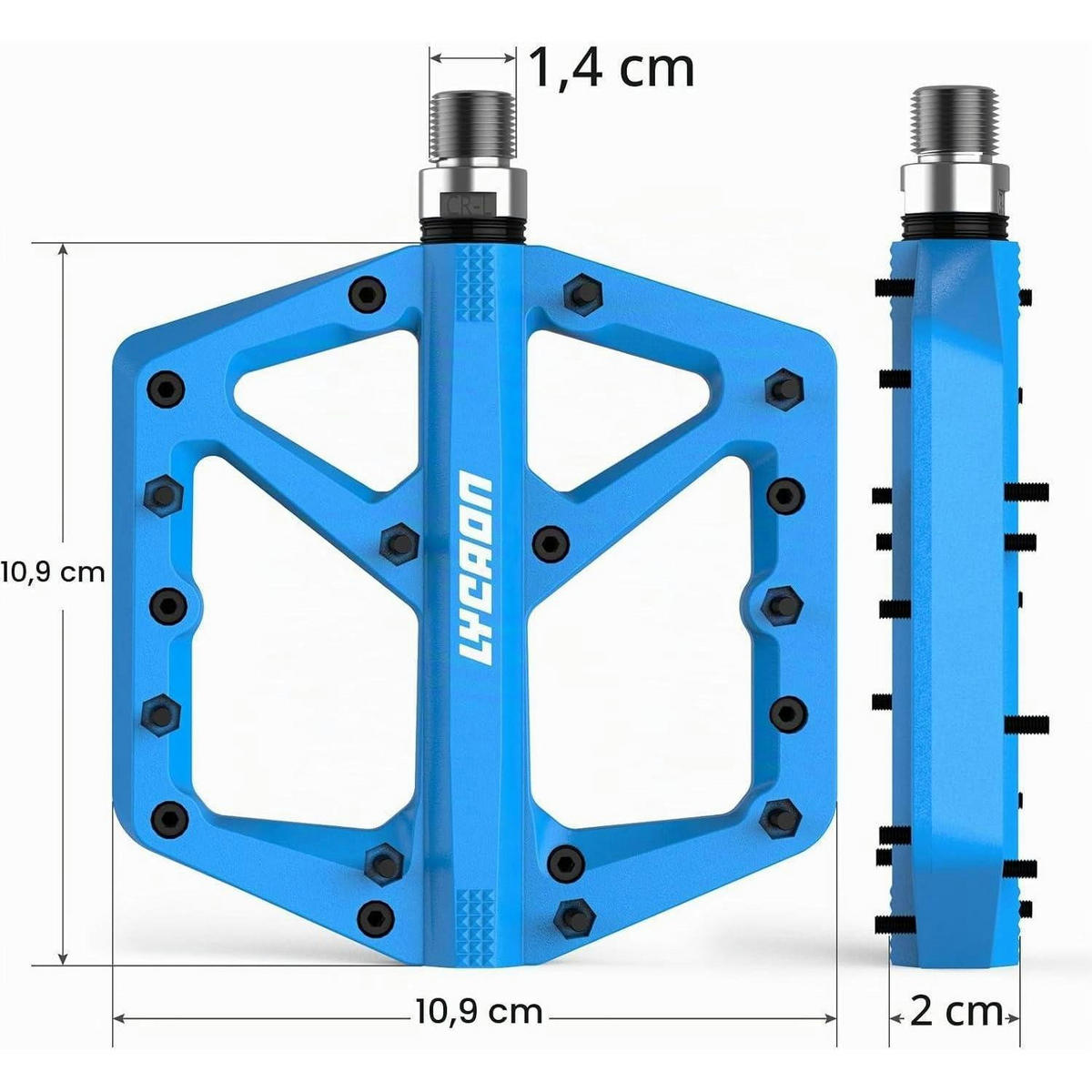 FAHRRADPEDALE Blau, Rutschfest, CR-MO Spindel - Blau, Kunststoff (10.9/1.4/10.9cm)