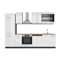 KÜCHENZEILE Fame-Line Weiß Hochglanz/Anthrazit 300 cm, AP Eiche - Weiß Hochglanz/Anthrazit, Holzwerkstoff (300/81.6/60cm) - Vicco