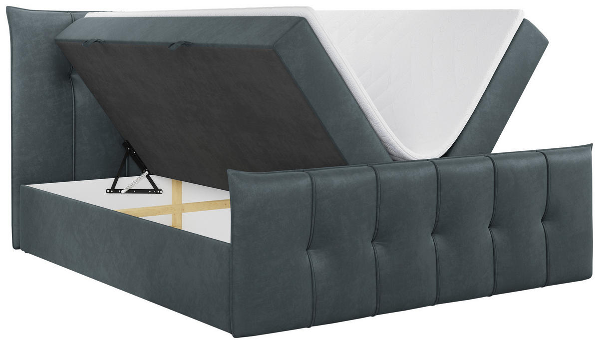 BOXBETT PREMIUM 11 160/200 Dunkelgrau Velvet - H4 - Dunkelgrau, Holz/Textil (160/200cm) - MKS