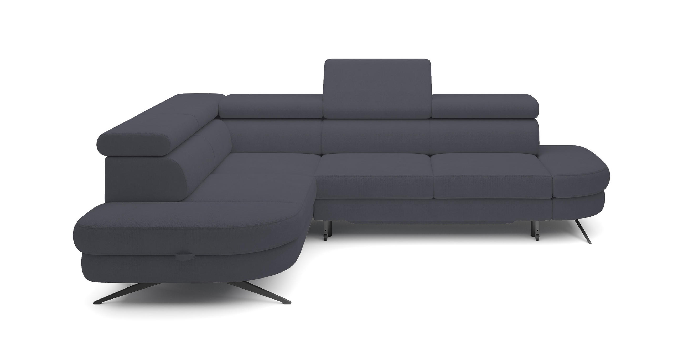 ECKSOFA OTIS L-förm, Schlaffunktion, verstellbare Kopfstützen, in AURORA-Stoff, lose Rückenkissen, freistehend, LINKS 218x276x97 cm Dark grey - Dunkelgrau, Holz/Textil (218/276cm) - DomoHome