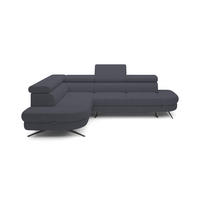 ECKSOFA OTIS L-förm, Schlaffunktion, verstellbare Kopfstützen, in AURORA-Stoff, lose Rückenkissen, freistehend, LINKS 218x276x97 cm Dark grey - Dunkelgrau, Holz/Textil (218/276cm) - DomoHome