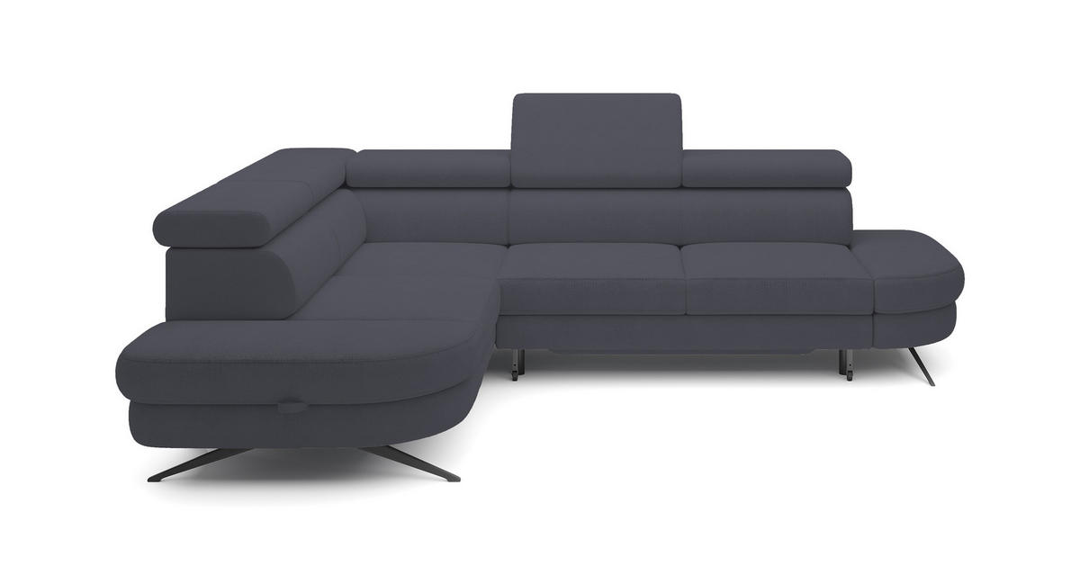 ECKSOFA OTIS L-förm, Schlaffunktion, verstellbare Kopfstützen, in AURORA-Stoff, lose Rückenkissen, freistehend, LINKS 218x276x97 cm Dark grey - Dunkelgrau, Holz/Textil (218/276cm) - DomoHome