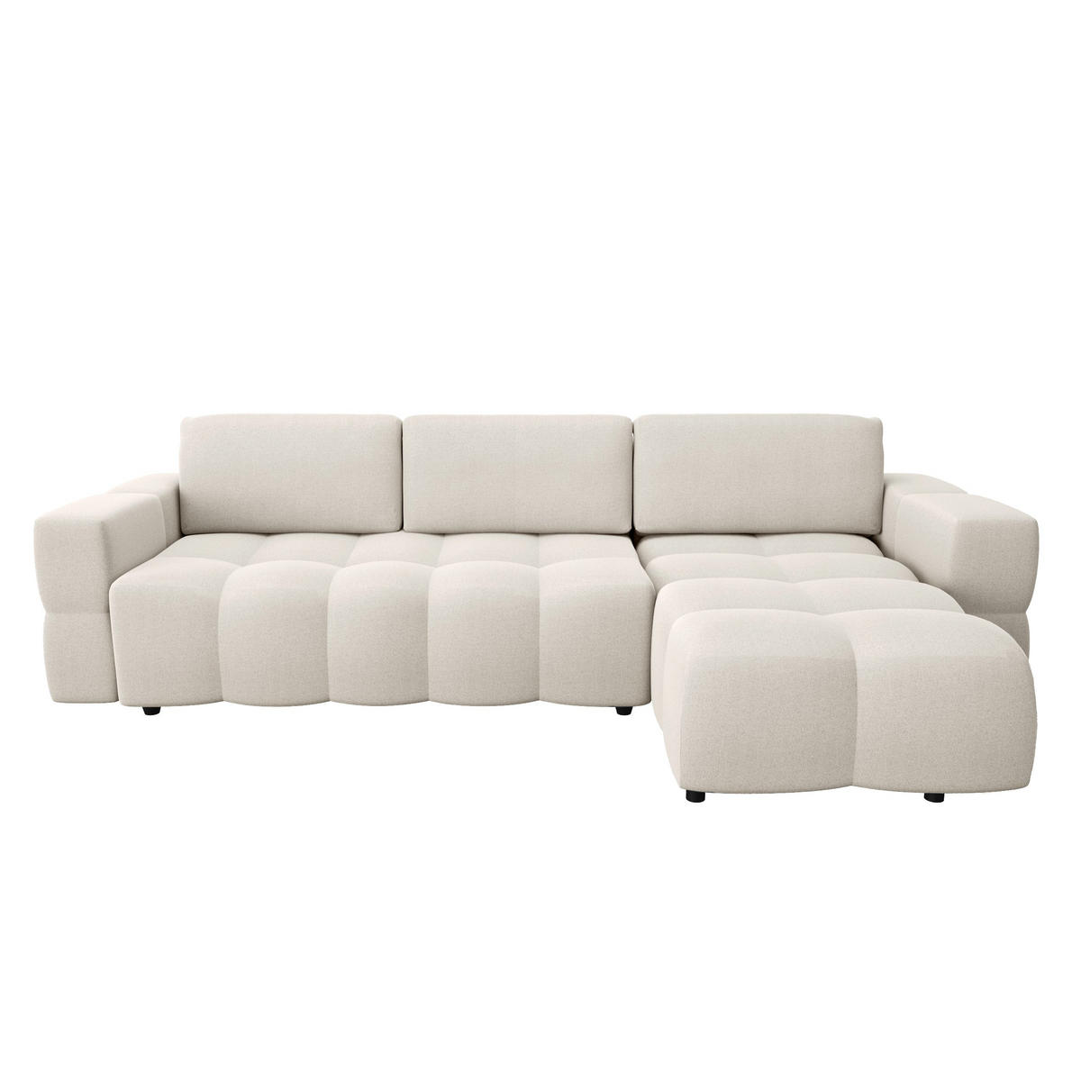 ECKSOFA RECHTS SCHLAFSOFA Mit Stauraum Stoff creme 286 cm - Creme, Textil (286/169cm) - Sia Home
