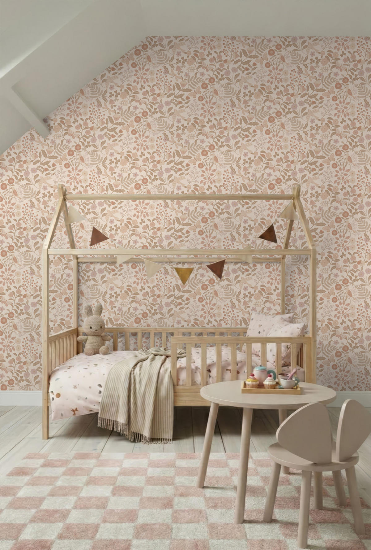TAPETE Blumen und Vögel 53 cm x 10.05 m - Beige, Papier (53/0.1cm) - ESTAhome