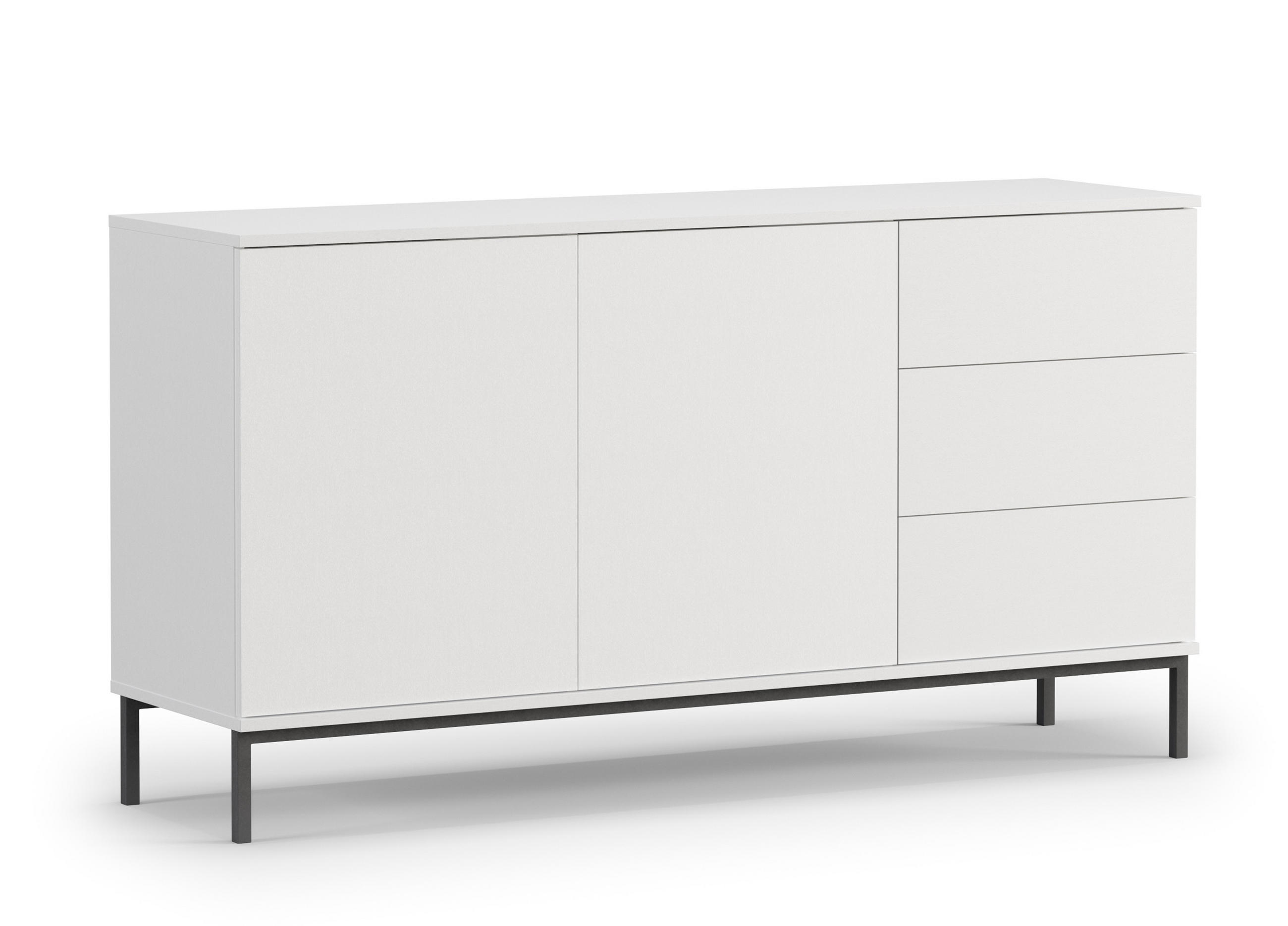 SIDEBOARD Queba 2T 3S Weiß 150/80/41 cm – mit Schubladen und viel Stauraum - Schwarz/Weiß, Holzwerkstoff (150/80/41cm) - AX Living
