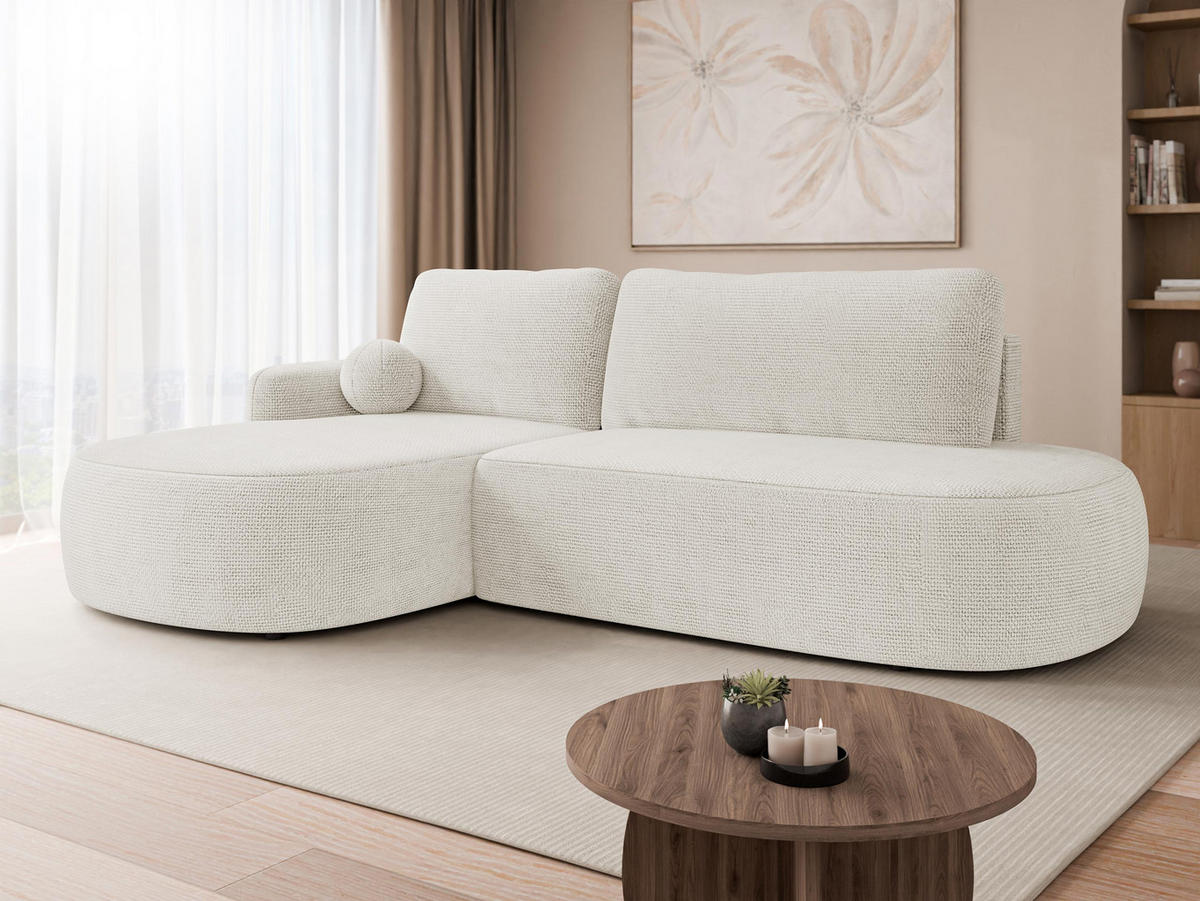 ECKSOFA Loridu O, Seite: Links - Creme/Schwarz, Holz/Kunststoff (274/174cm) - MIRJAN24