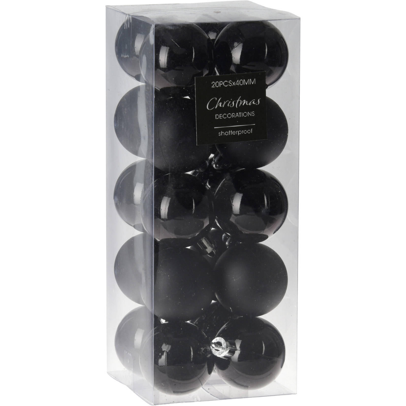 WEIHNACHTSKUGELN 20er-Set Ø 4 cm - Schwarz, Kunststoff (7.8/19.5/7.8cm) - Home Styling Collection