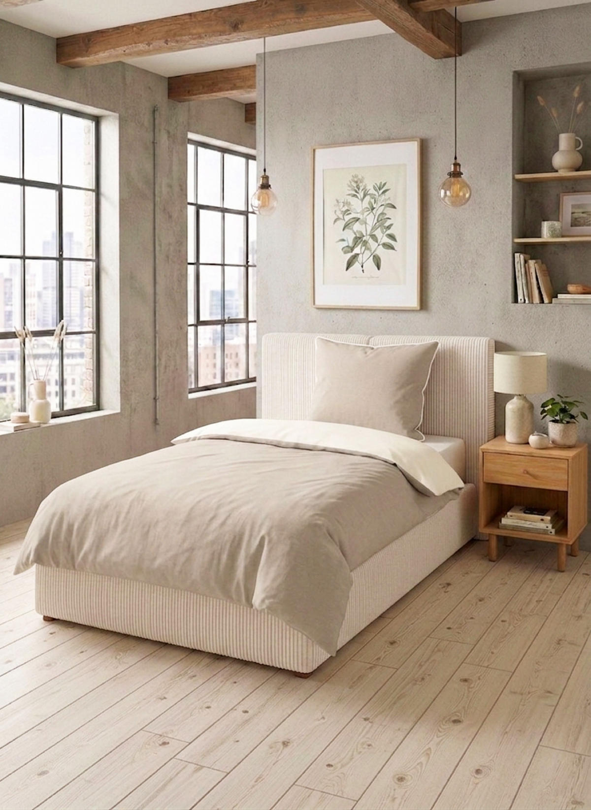 BETTWÄSCHE-GARNITUR Premium Biber Melange UNI kitt, 155x200 cm + 80x80 cm - Beige, Textil (155/200cm) - biberna
